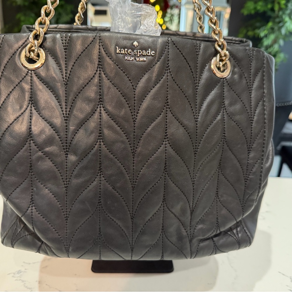 Kate Spade Black Meena Blair Quilted Shoulder Bag with Gold Chain - Picture 2 of 11
